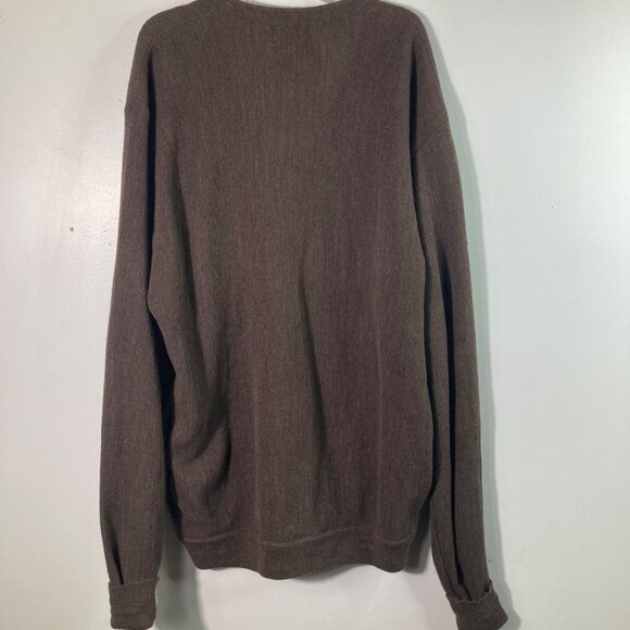 Mens Vintage Editions Van Heusen Izod Button Cardigan Grandpa core Brown XL - Picture 2 of 9